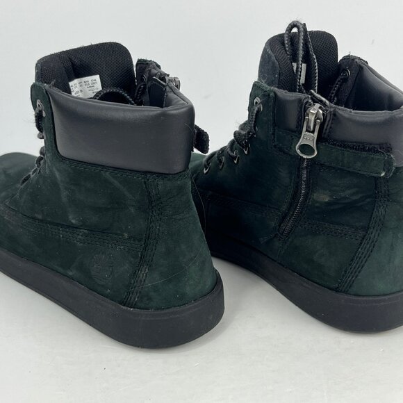 Timberland Kids Boots Size 5 Black Suede Round Toe Ankle Side Zip Flat Heel - Picture 3 of 6